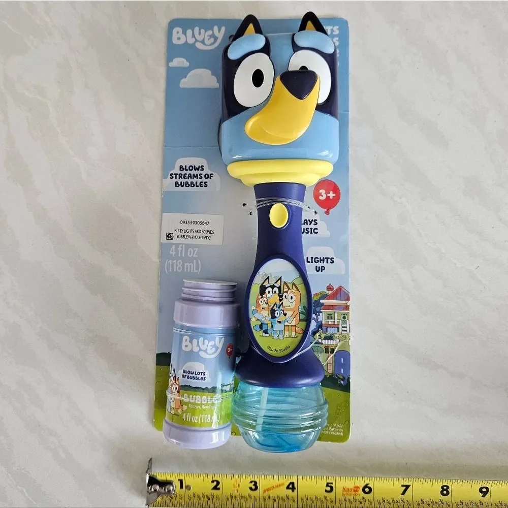 Little Kids Bluey Light and Sound Musical Bubble Wand Includes Bubble Solution